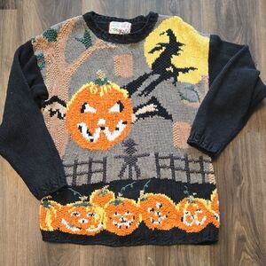 Vintage Crystal Kobe Halloween Sweater, 80s Sweater, Womens Size Small
